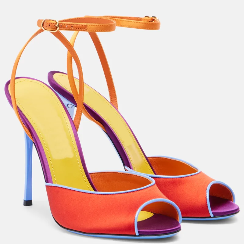 Women'S Shoes Veja - 새틴 믹스 컬러 피프토 샌들 섹시한
