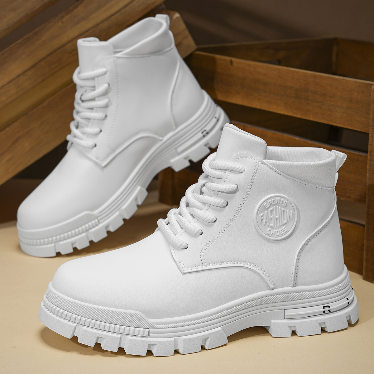 Suede Ankle Boot - 남성용 패셔너블한 사계절용 흰색 오토바이 부츠