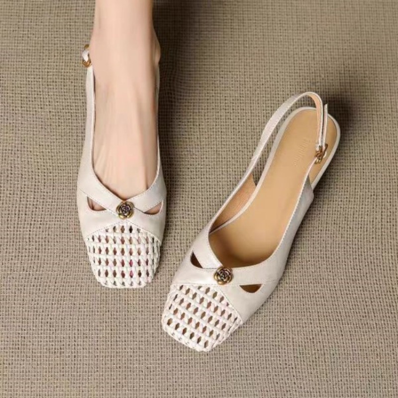 Shoes For Women Flats - 여성용 프렌치 스타일 클로즈드 토 샌들,