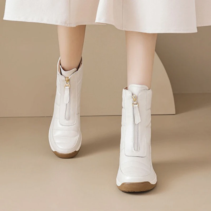 Women'S Shoes Trending 2025 - 부티 라운드 토 방수 지퍼 여성용