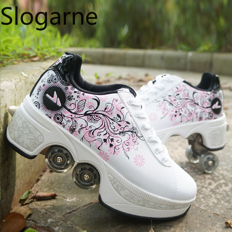 Women Shoes Waterproof - 여성용 4륜 변형 롤러 스케이트 신발