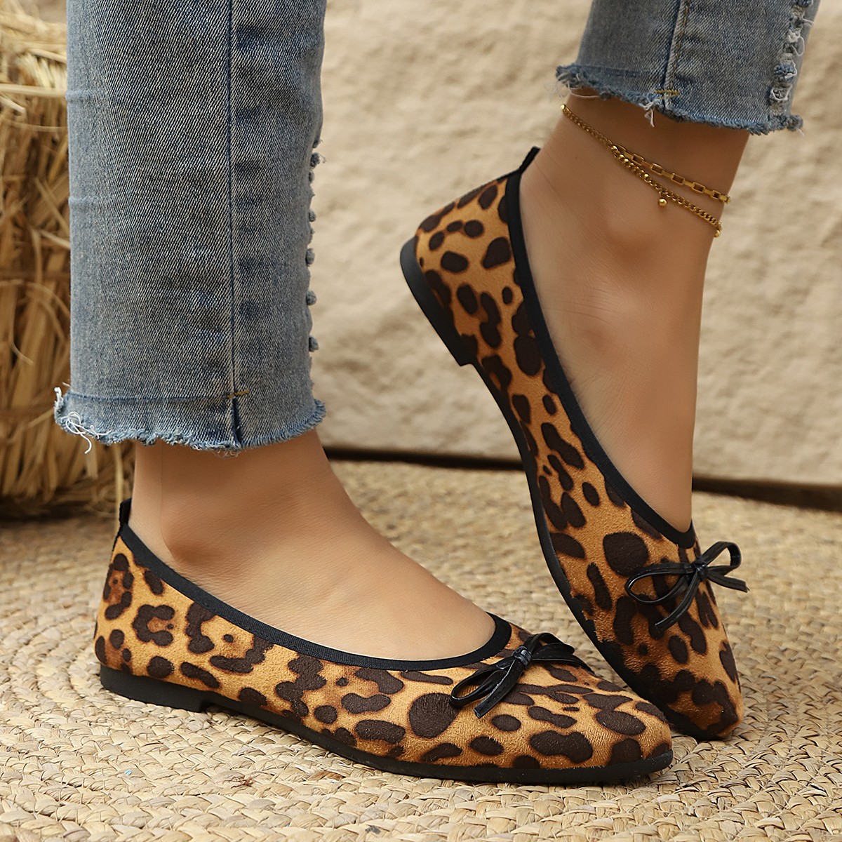 Shoes For Women Flats - 2026 레오파드 플랫 여성용 라운드 토