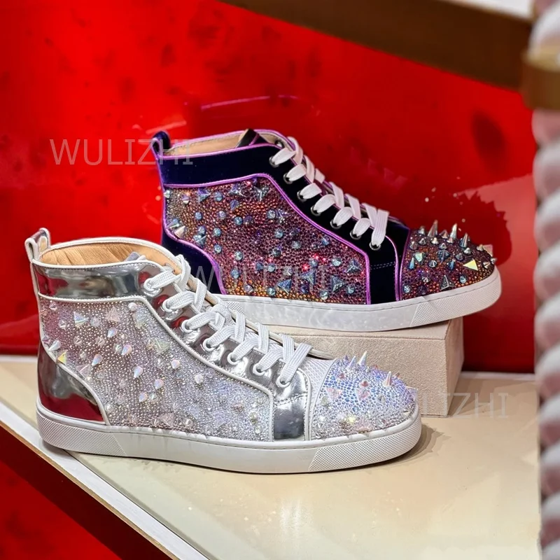 Women'S Shoes For Tennis - 다크 퍼플 크리스탈 리벳 남성 스니커즈