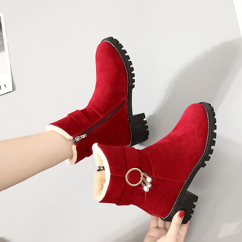 Women'S Shoes Trending 2025 - 빅 레드 하프 하이 스웨이드 태슬