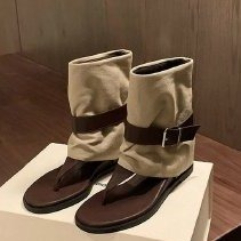 Suede Ankle Boot - 여성용 빈티지 컬러 블록 토 링