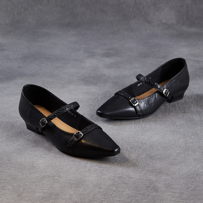 브라운 블랙 한국 여성 플랫 슈즈 스퀘어 토 버클 스트 - Shoes For Women Flats 리뷰 및 가격