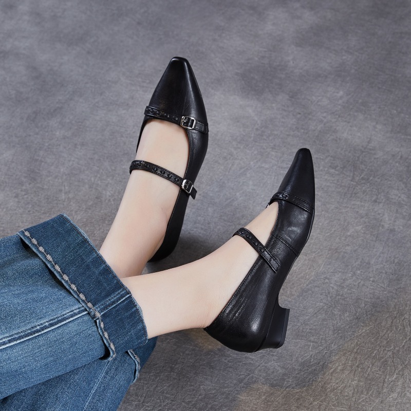 브라운 블랙 한국 여성 플랫 슈즈 스퀘어 토 버클 스트 - Shoes For Women Flats 리뷰 및 가격