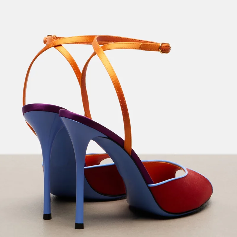 새틴 믹스 컬러 피프토 샌들 섹시한 라운드 토 얇은 힐 - Women'S Shoes Veja 리뷰 및 가격