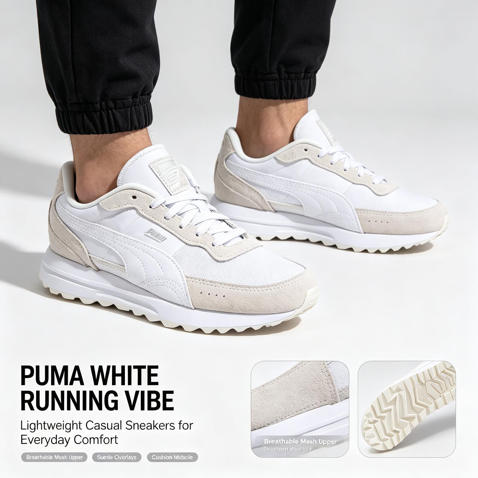 새로운 핫 푸마 화이트 경량 러닝화 메쉬 갑피 스웨이드 - Women'S Shoes Puma Sneakers 리뷰 및 가격