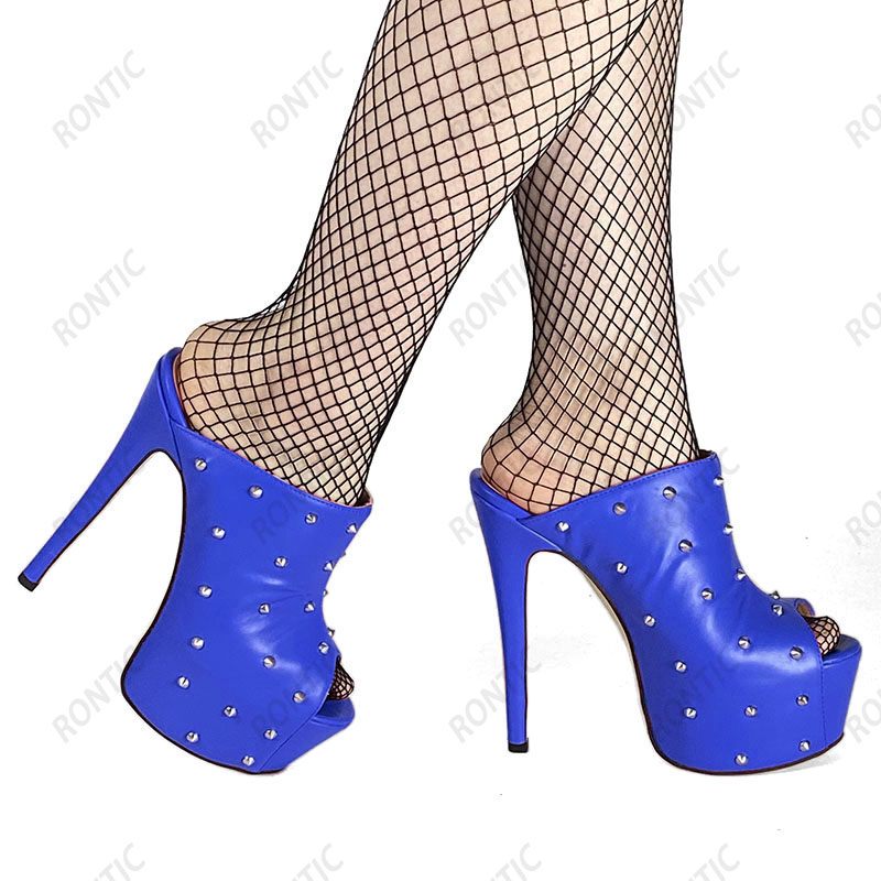2021년 론틱 핸드메이드 여성 뮬 샌들 방수 스틸레토 - Women Shoes Waterproof 리뷰 및 가격