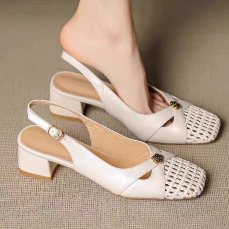 여성용 프렌치 스타일 클로즈드 토 샌들, 청키 힐, 다 - Shoes For Women Flats 리뷰 및 가격
