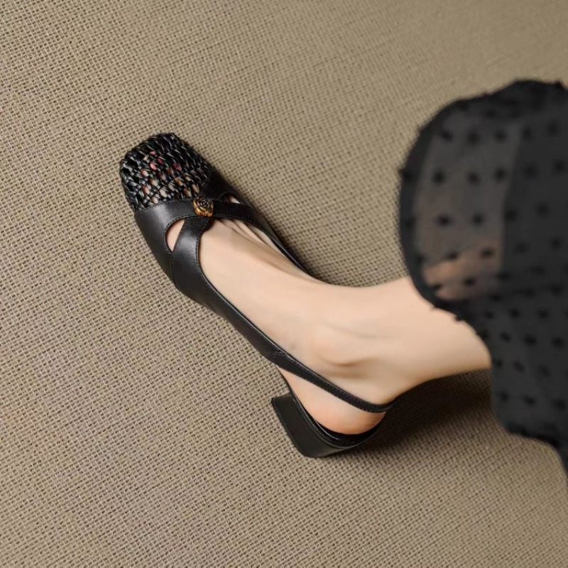 여성용 프렌치 스타일 클로즈드 토 샌들, 청키 힐, 다 - Shoes For Women Flats 리뷰 및 가격