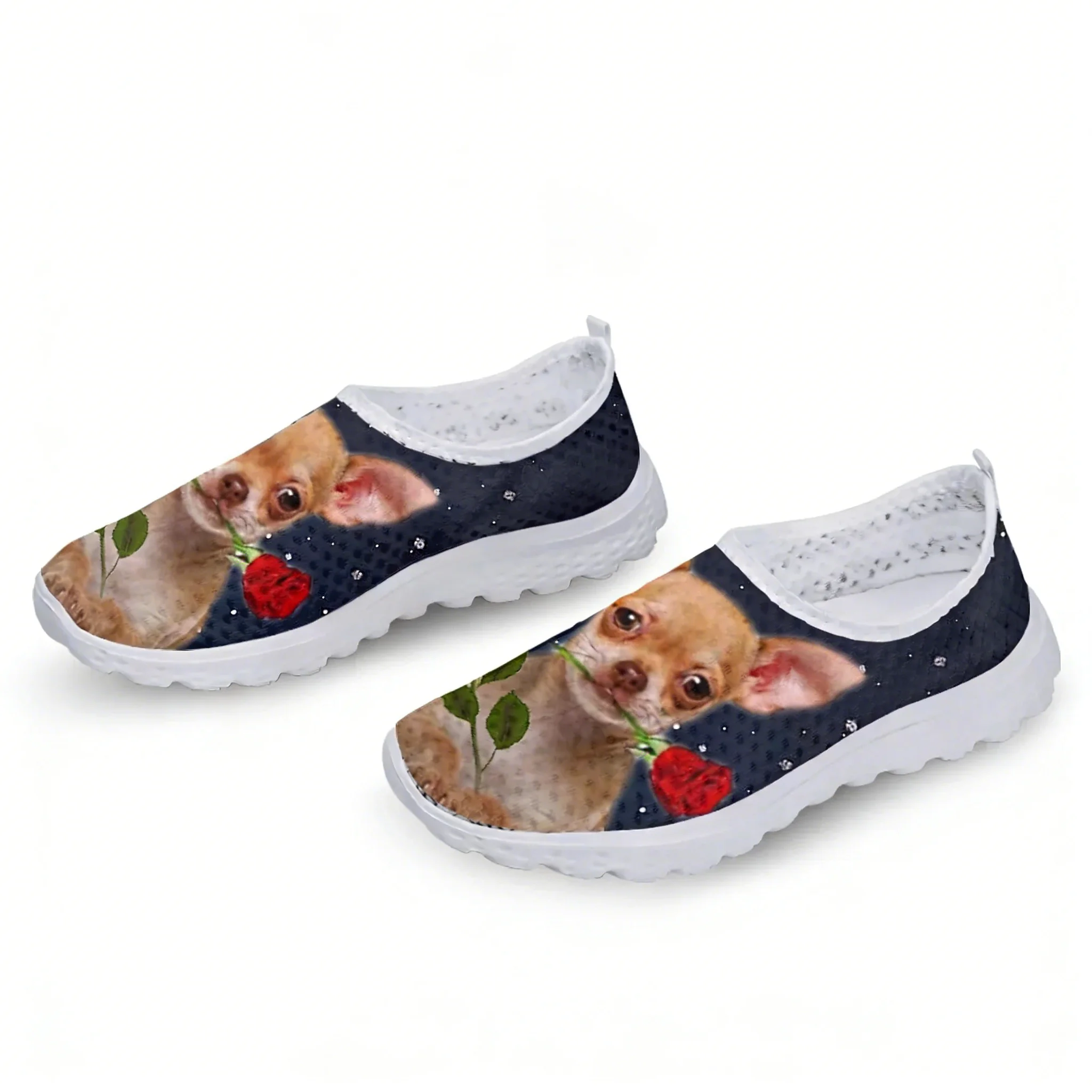 치와와 로즈 플라워 디자인 메쉬 고품질 스니커즈 여성  - Women'S Shoes For Tennis 리뷰 및 가격