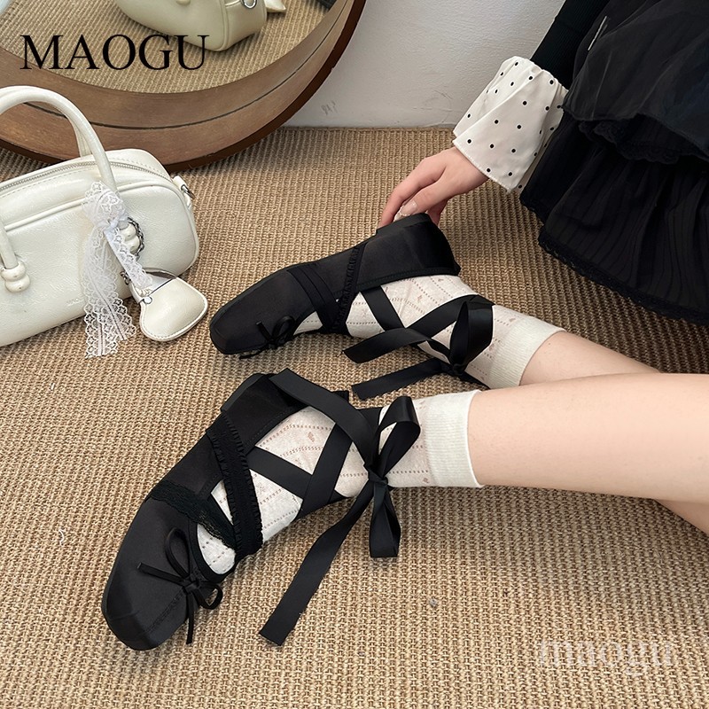 여성용 레이스업 발레 플랫 스퀘어 토 보우 메리 제인  - Shoes For Women Flats 리뷰 및 가격