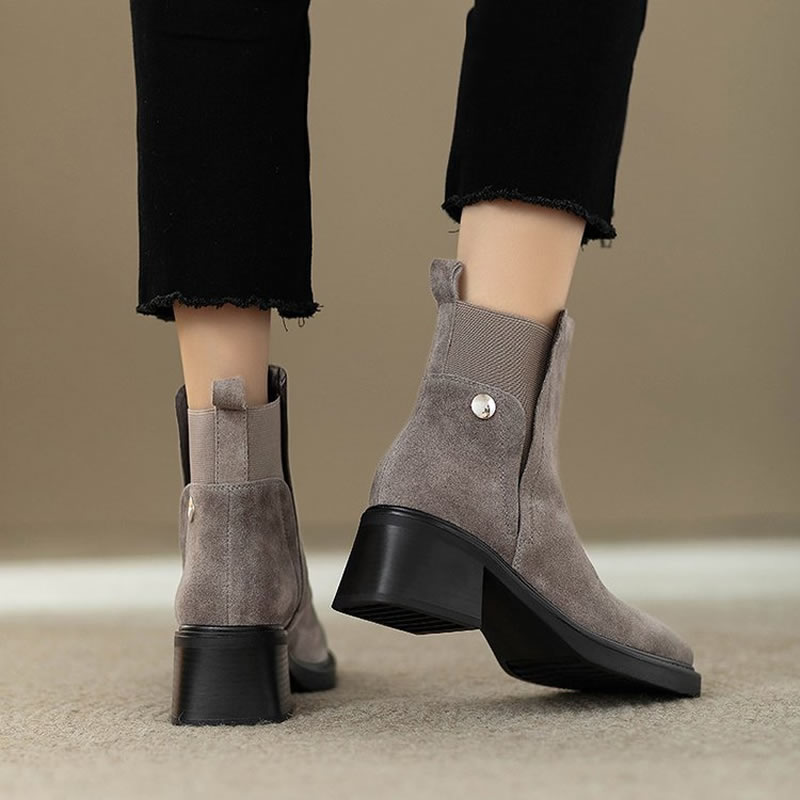스웨이드 여성 청키 앵클 부츠 패션 하이힐 신발 새로운 - Women'S Shoes Trending 2025 리뷰 및 가격