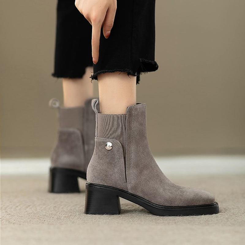 스웨이드 여성 청키 앵클 부츠 패션 하이힐 신발 새로운 - Women'S Shoes Trending 2025 리뷰 및 가격
