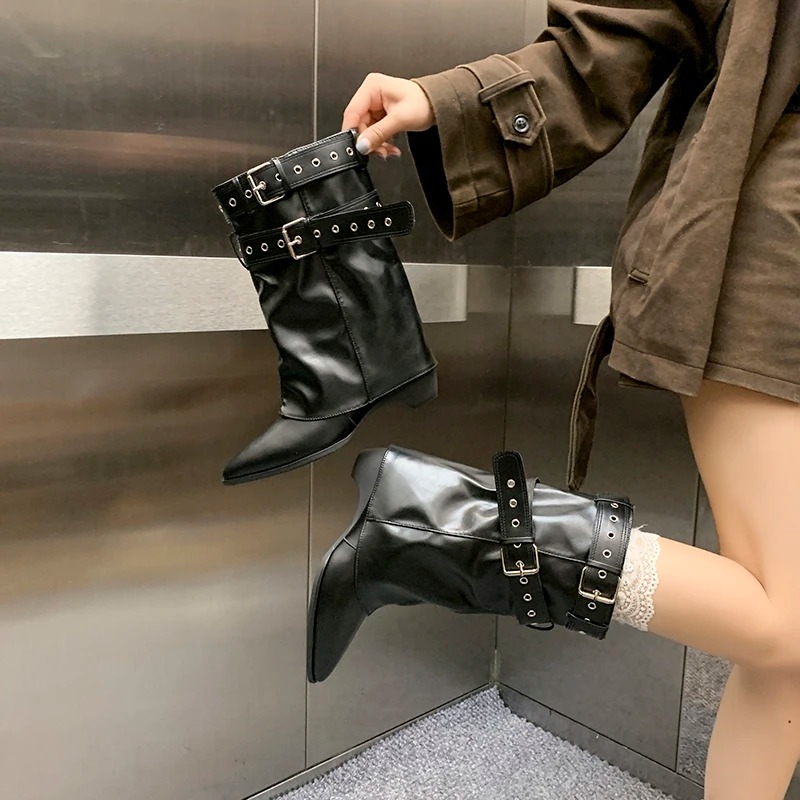 2025 뾰족코 여성 겨울 부츠 디자이너 미드 힐 우아 - Women'S Shoes Trending 2025 리뷰 및 가격
