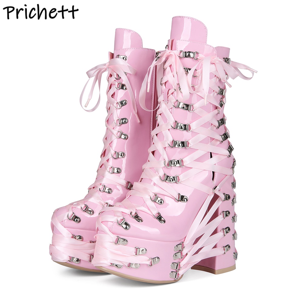 블랙핑크 크로스 타이 앵클 부츠 리본 메탈 버클 라운드 - Ribbon Tie Heel 리뷰 및 가격