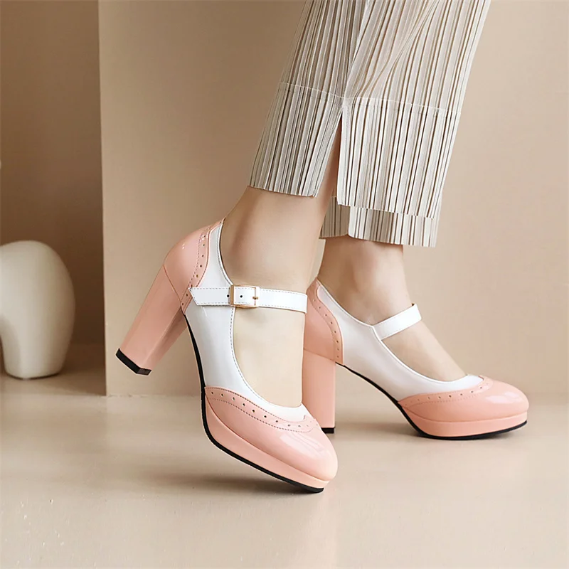 옐로우 믹스 컬러 플랫폼 메리 제인 여성용 라운드 토  - Patent Leather Pump 리뷰 및 가격