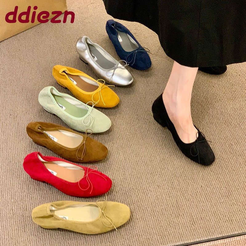 패션 나비 매듭 여성 슬립온 힐 펌프스 슈즈 여성 얕은 - Shoes For Women Flats 리뷰 및 가격