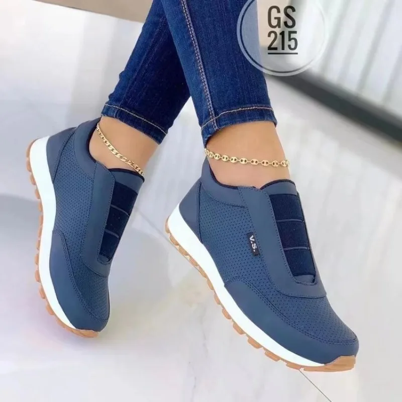 여성 캐주얼 슬립온 스니커즈 통기성 있는 천공 워킹 슈 - Women'S Shoes Navy Blue 리뷰 및 가격
