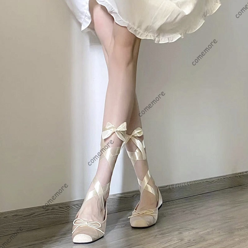 여성용 새틴 리본 타이 발레 플랫 스퀘어 토 앵클 랩  - Shoes For Women Flats 리뷰 및 가격