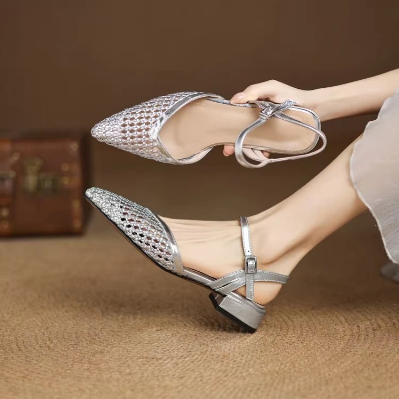 프렌치 포인티드 토우 우븐 하이힐 샌들, 통기성 메쉬  - Women'S Shoes Large 리뷰 및 가격