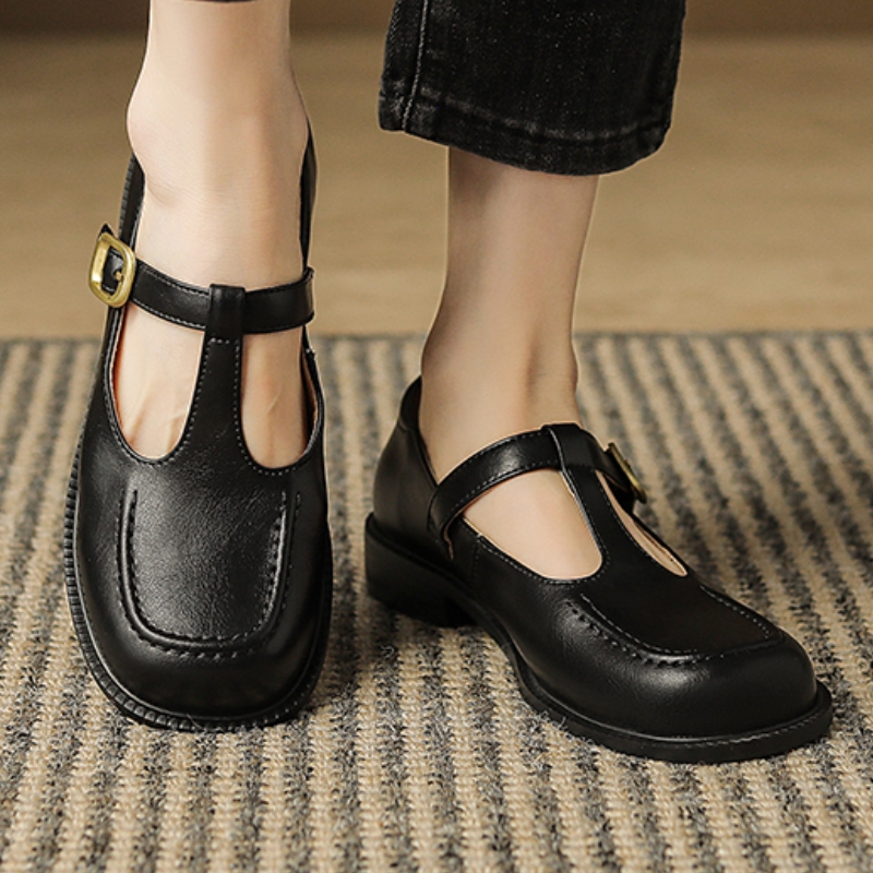 캐주얼 여성 플랫 슈즈 정품 가죽 패션 편안한 T-스트 - Shoes For Women Flats 리뷰 및 가격