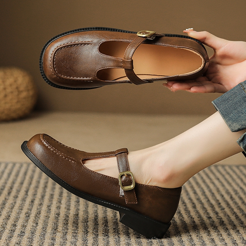 캐주얼 여성 플랫 슈즈 정품 가죽 패션 편안한 T-스트 - Shoes For Women Flats 리뷰 및 가격
