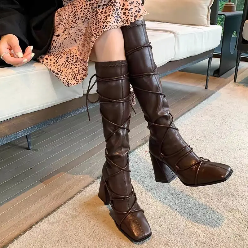 가을 겨울 가죽 스트랩 니하이 부츠 여성용 작업화 특가 - Women'S Shoes Trending 2025 리뷰 및 가격