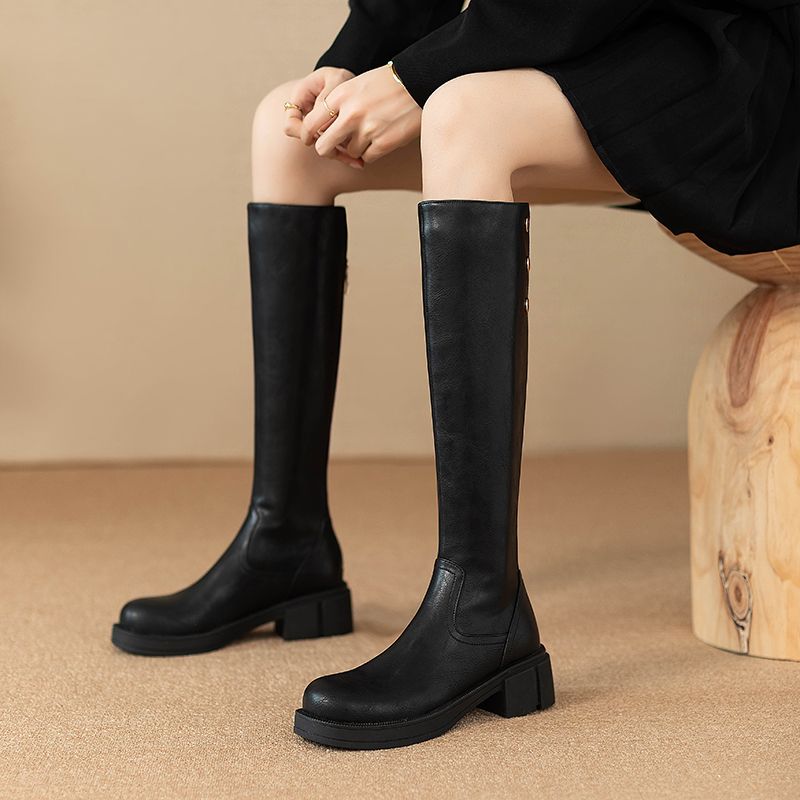가을 겨울 중간 굽 여성 무릎 높이 부츠 방수 PU 패 - Women Shoes Waterproof 리뷰 및 가격